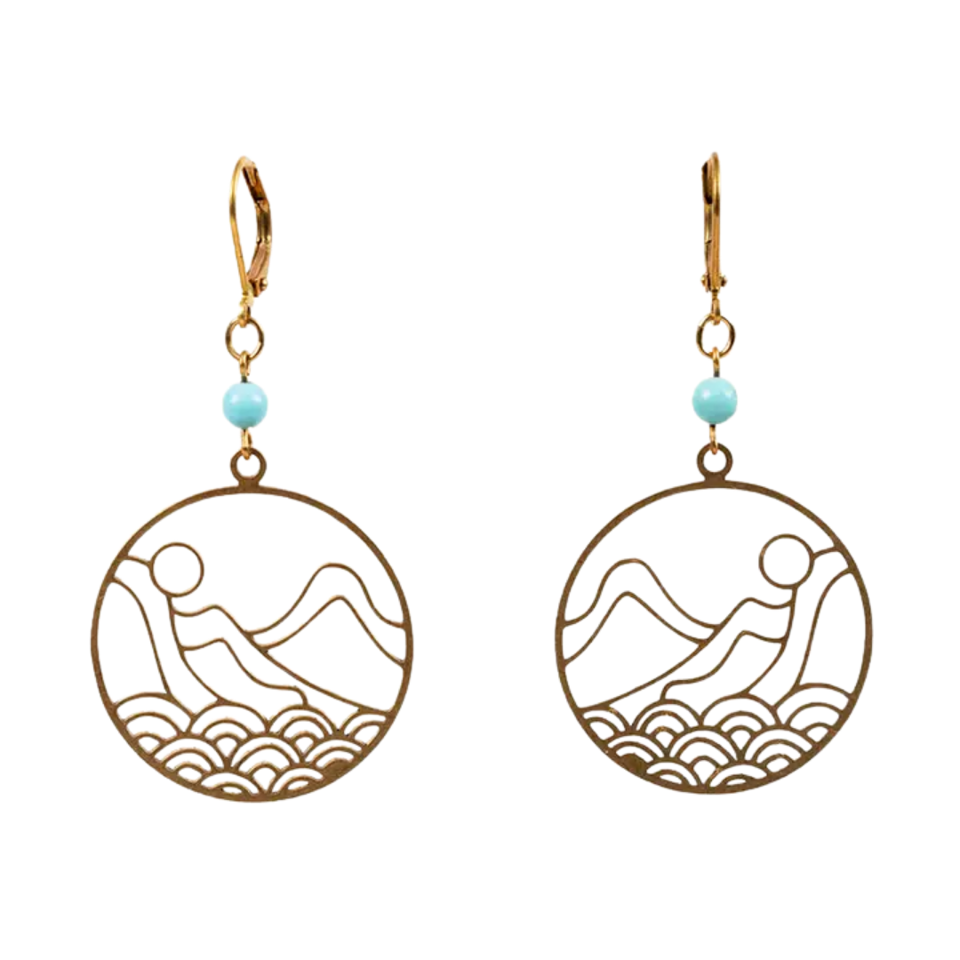 Brass Mountain Waves Earrings