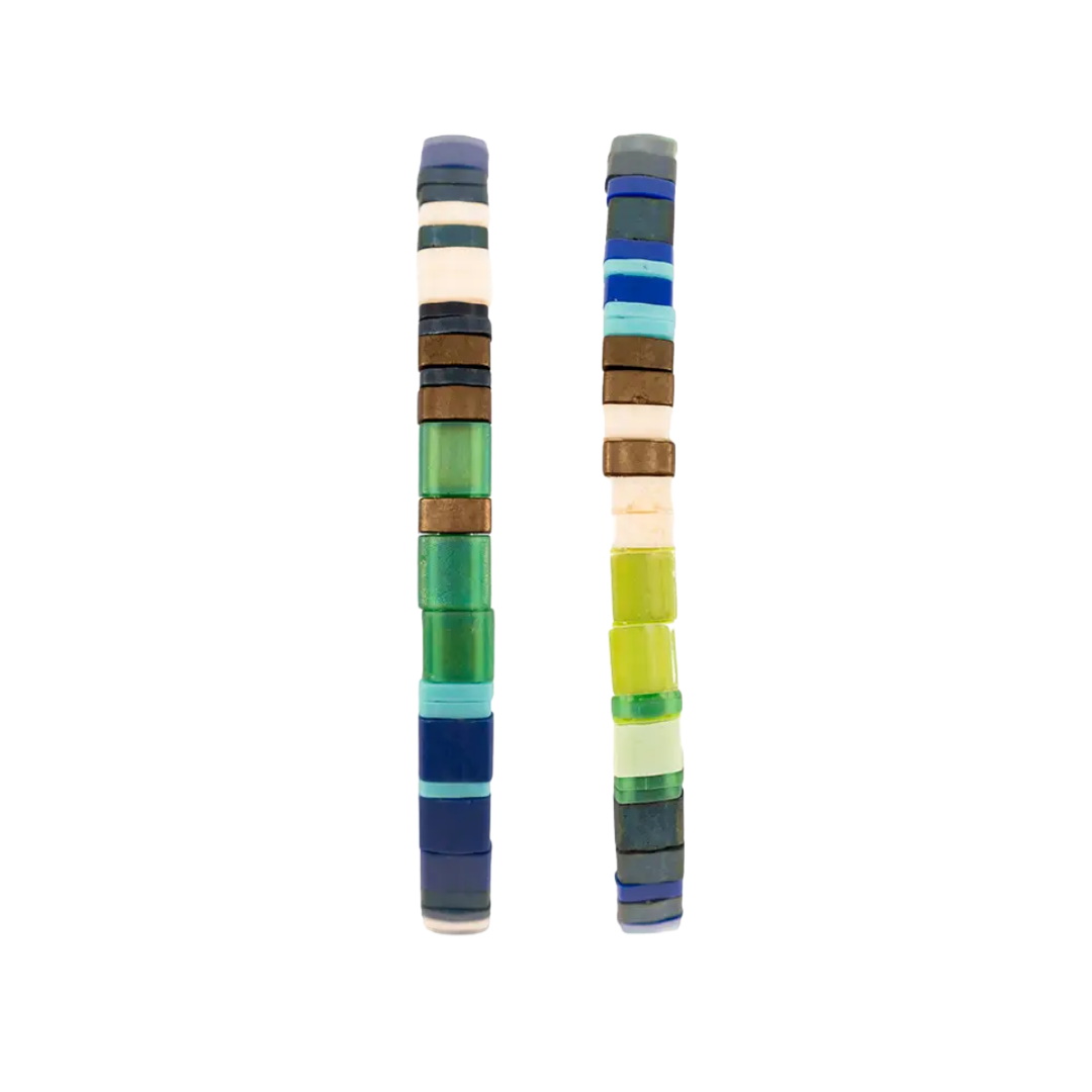 Handmade Tila Bead Stretch Bracelet - Pair