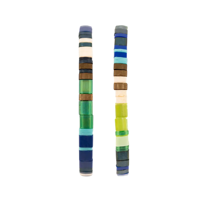 Handmade Tila Bead Stretch Bracelet - Pair