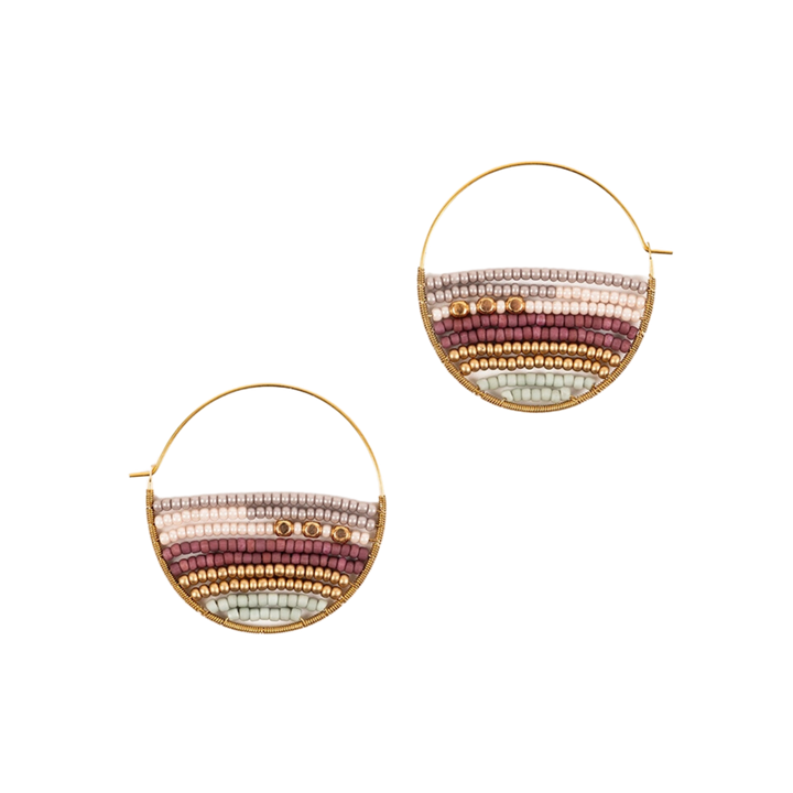 Layered Stripes Bead Hoop Earrings