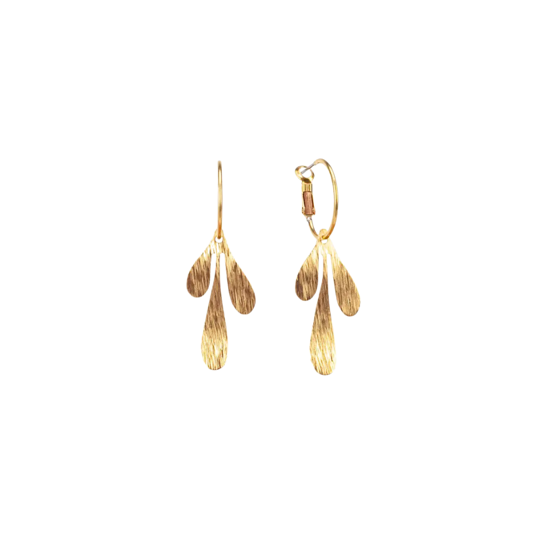 Graphic Leaf Charm Hoop Earrings