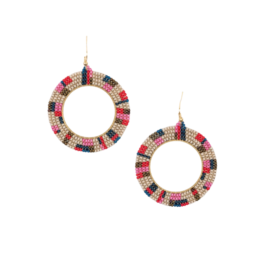 Circle with Square Hoop Earrings - Autumn Berry