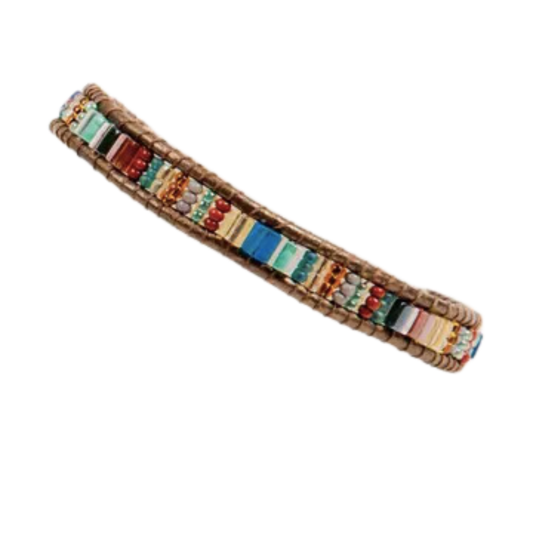 Handmade Bracelet Miyuke Bead and Leather