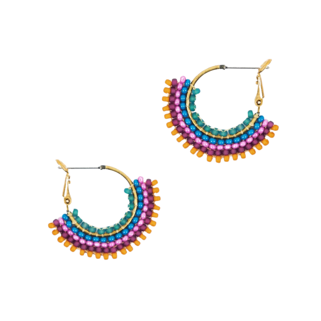 Handmade Beaded Skirt Hoop Earrings