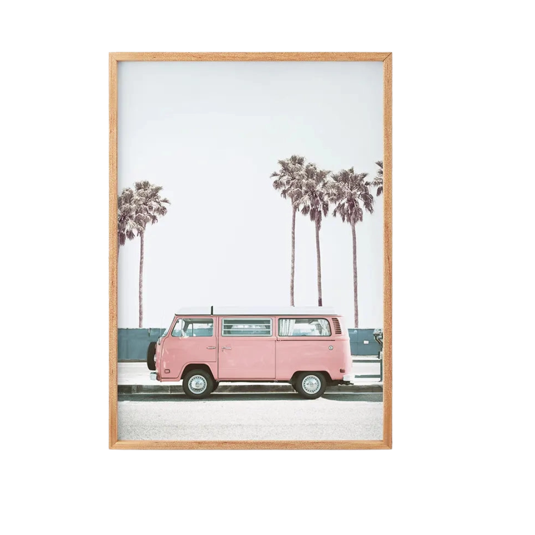 Travel Pink Van Wall Decor