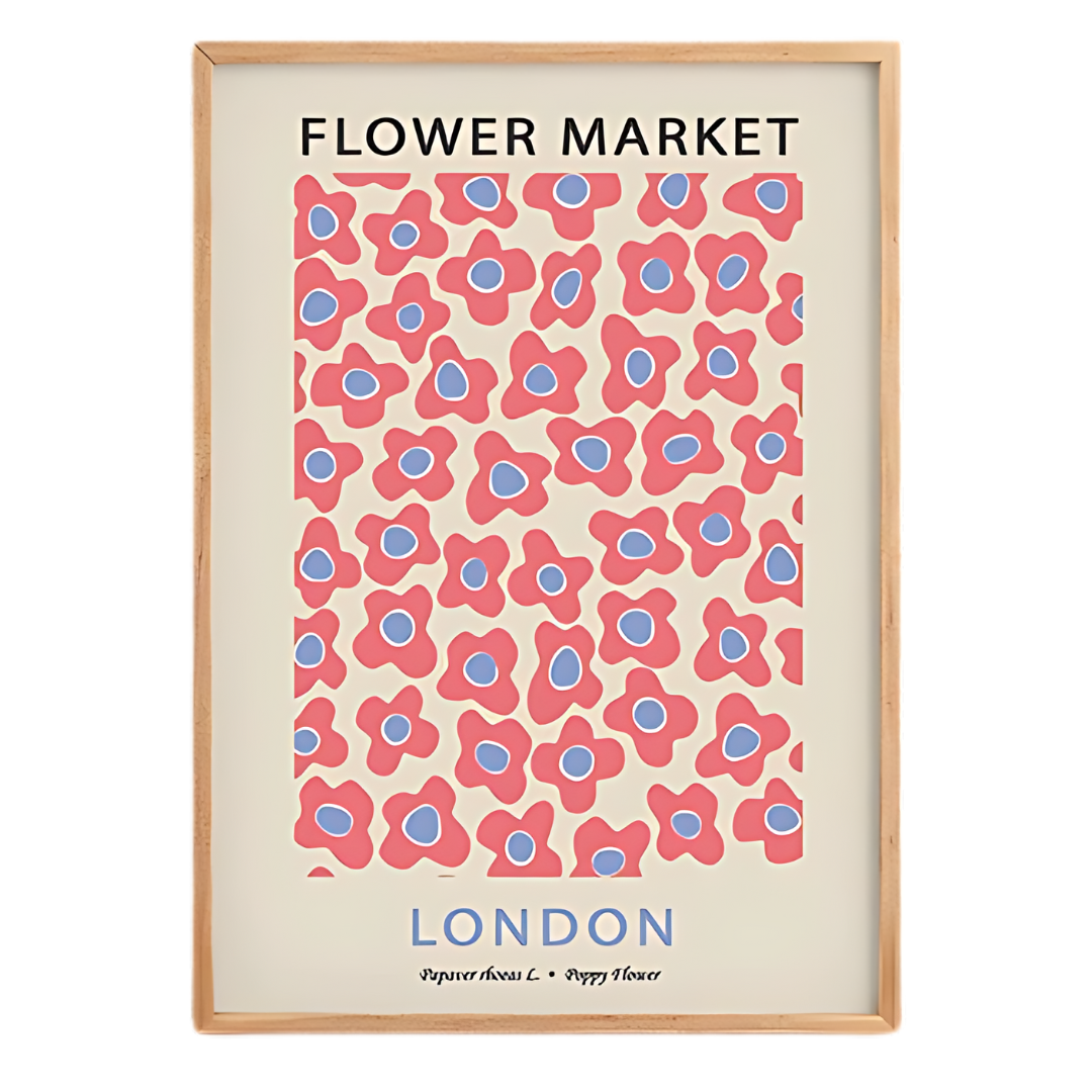 Flower Market Pink & Blue Art Print 18x24