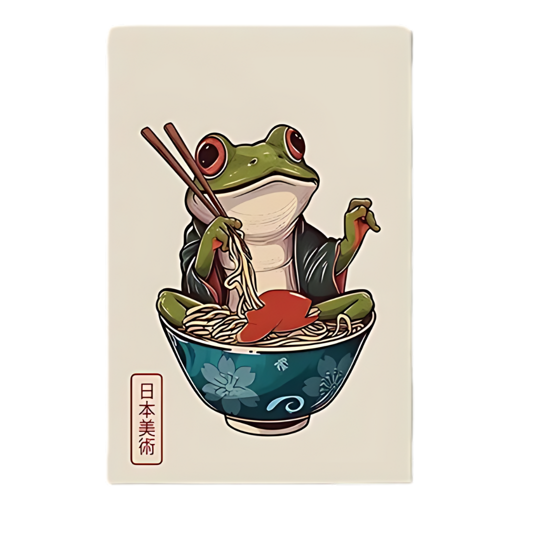 Funny Frog & Cat Japanese Art Print Matsumoto Hoji 18x24
