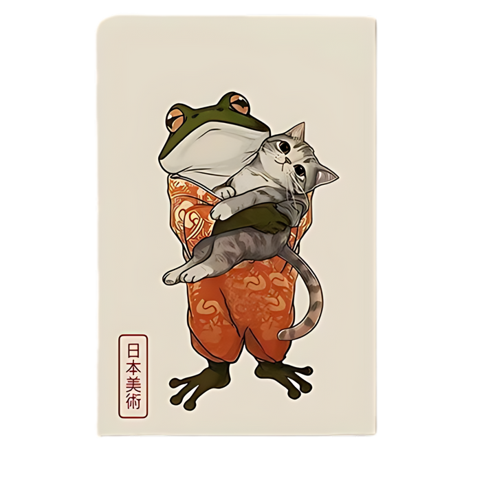 Funny Frog & Cat Japanese Art Print Matsumoto Hoji 18x24