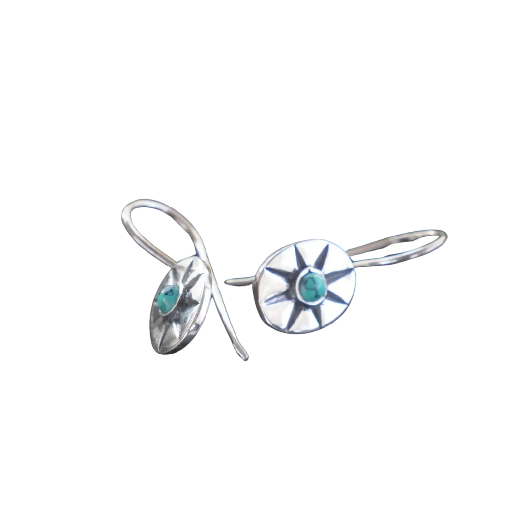 Sterling Silver Compass Rose Earrings