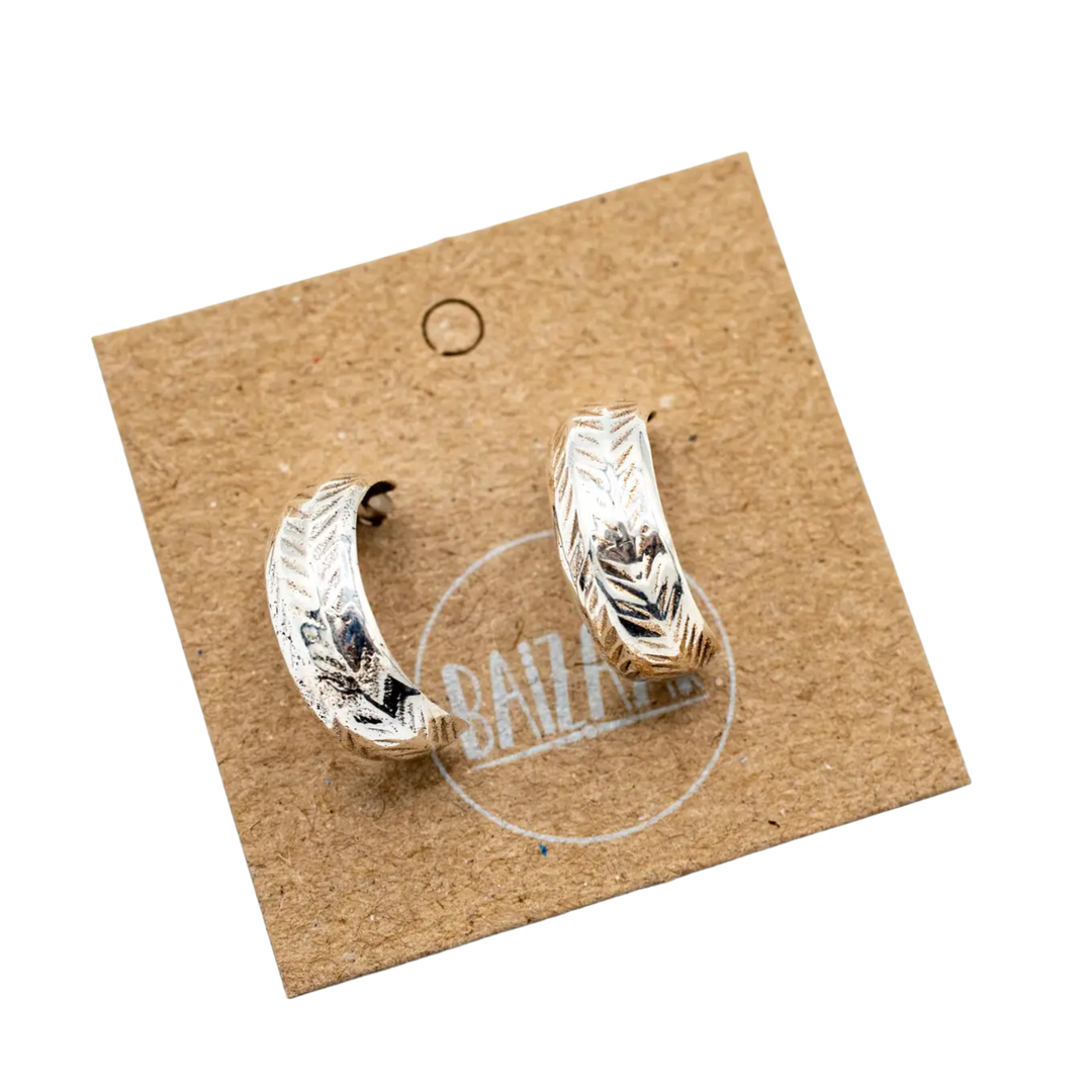Sterling Silver Etched Hoop Earrings