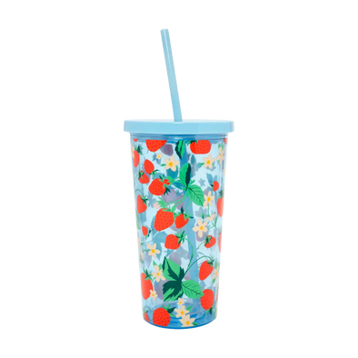 Strawberry Fields Sip Sip Tumbler with Straw