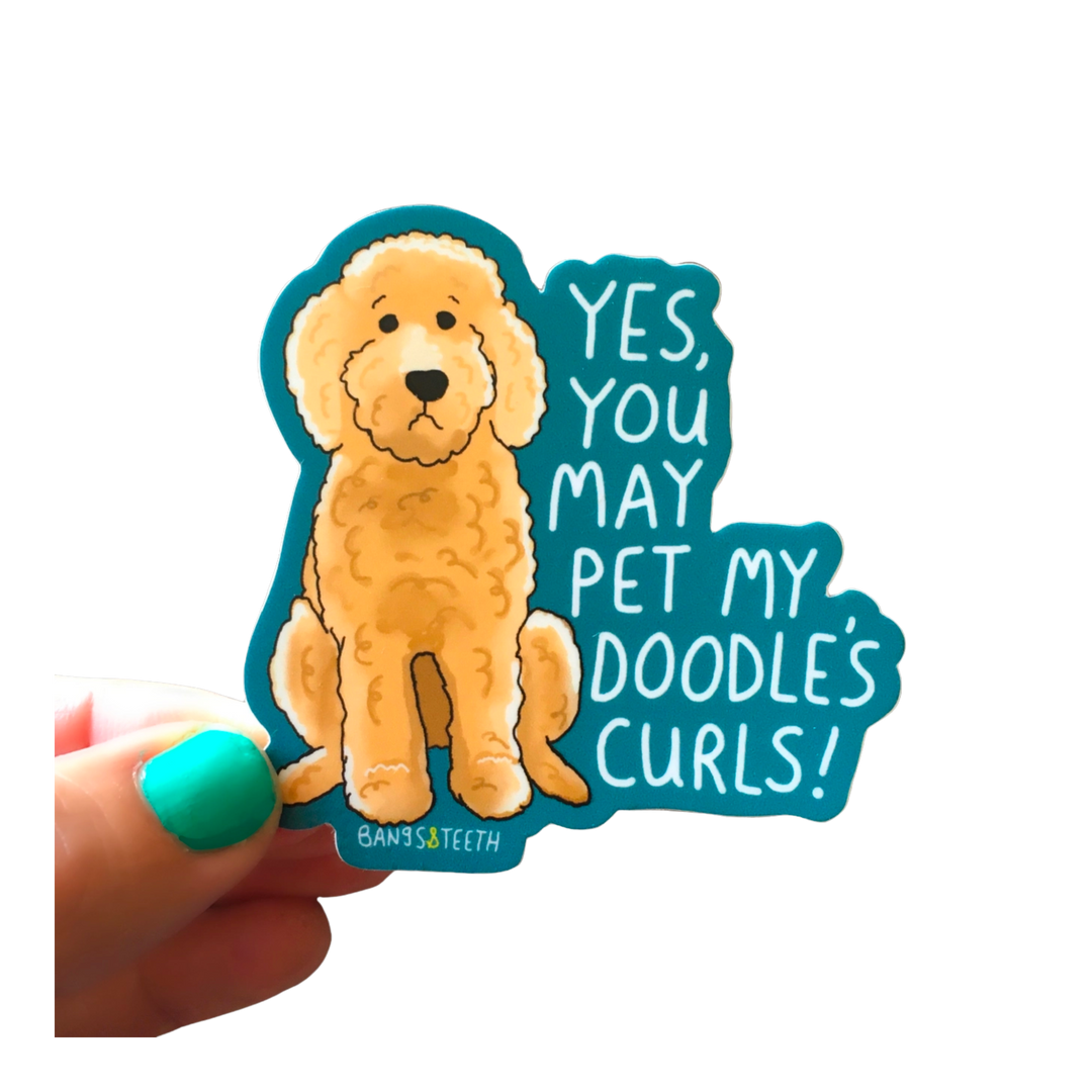 You Can Pet My Doodle's Curls Sticker