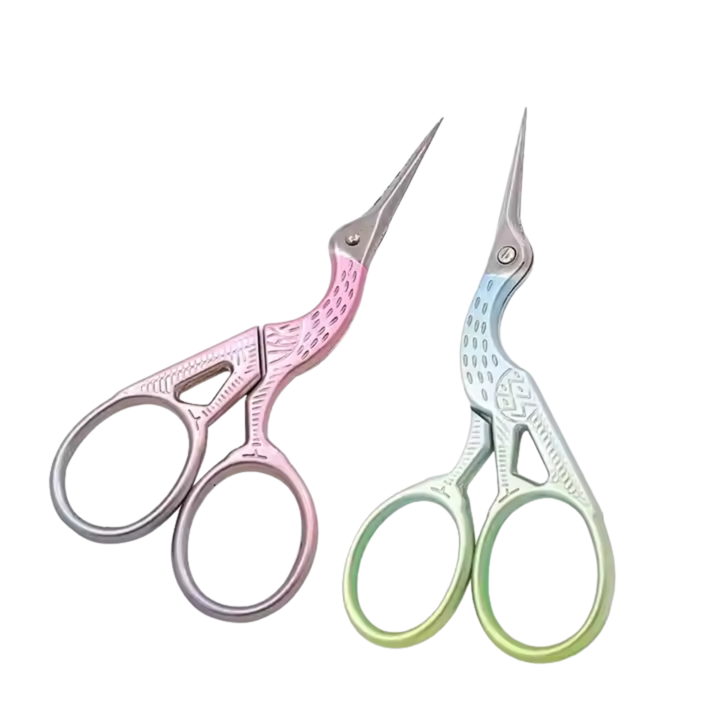 Colorful Vintage Crane Embroidery Scissors