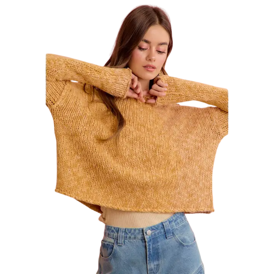 Women Cozy Chunky Knit Relaxed Pullover Sweater