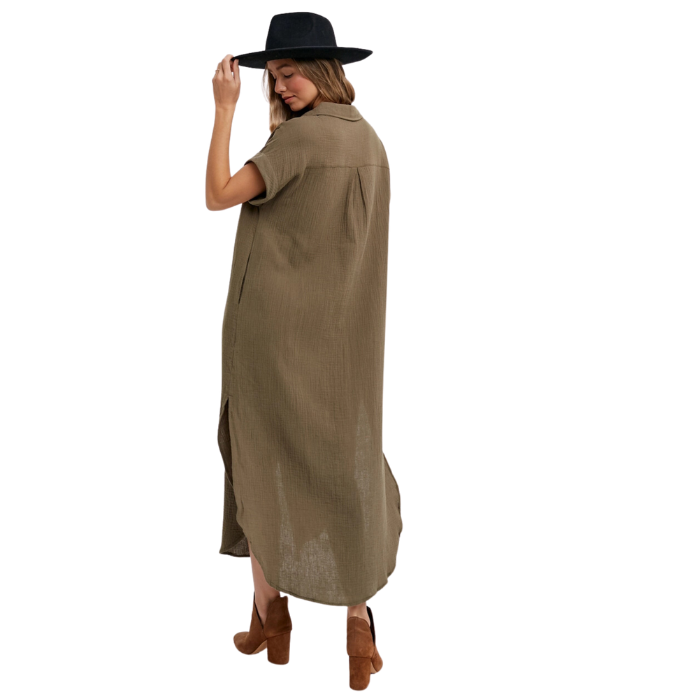 long button up dress Button Up Maxi Shirt Dress