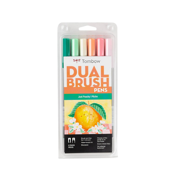 Dual Brush Pen Art Markers, Just Peachy, 6-Pack