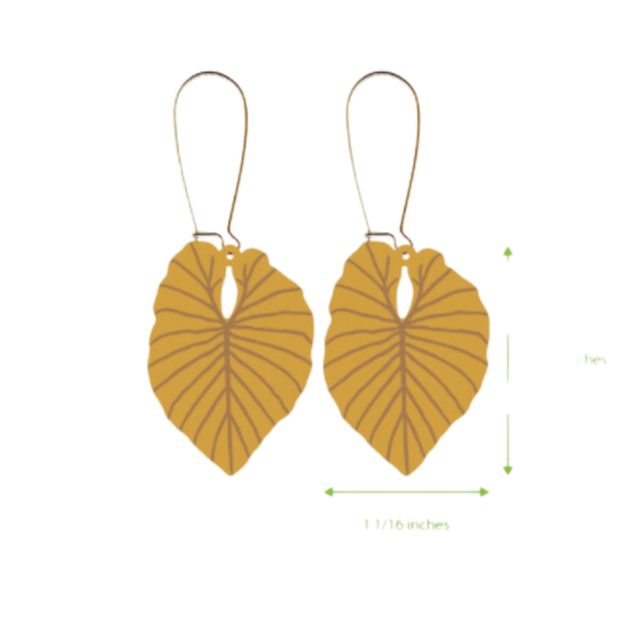 Alocasia Leaf Earrings - Long Wires