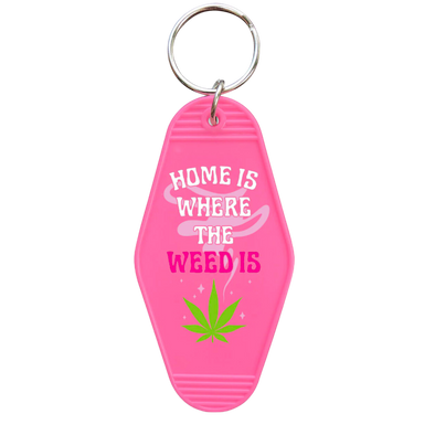 Where The Weed Is Motel Keychain