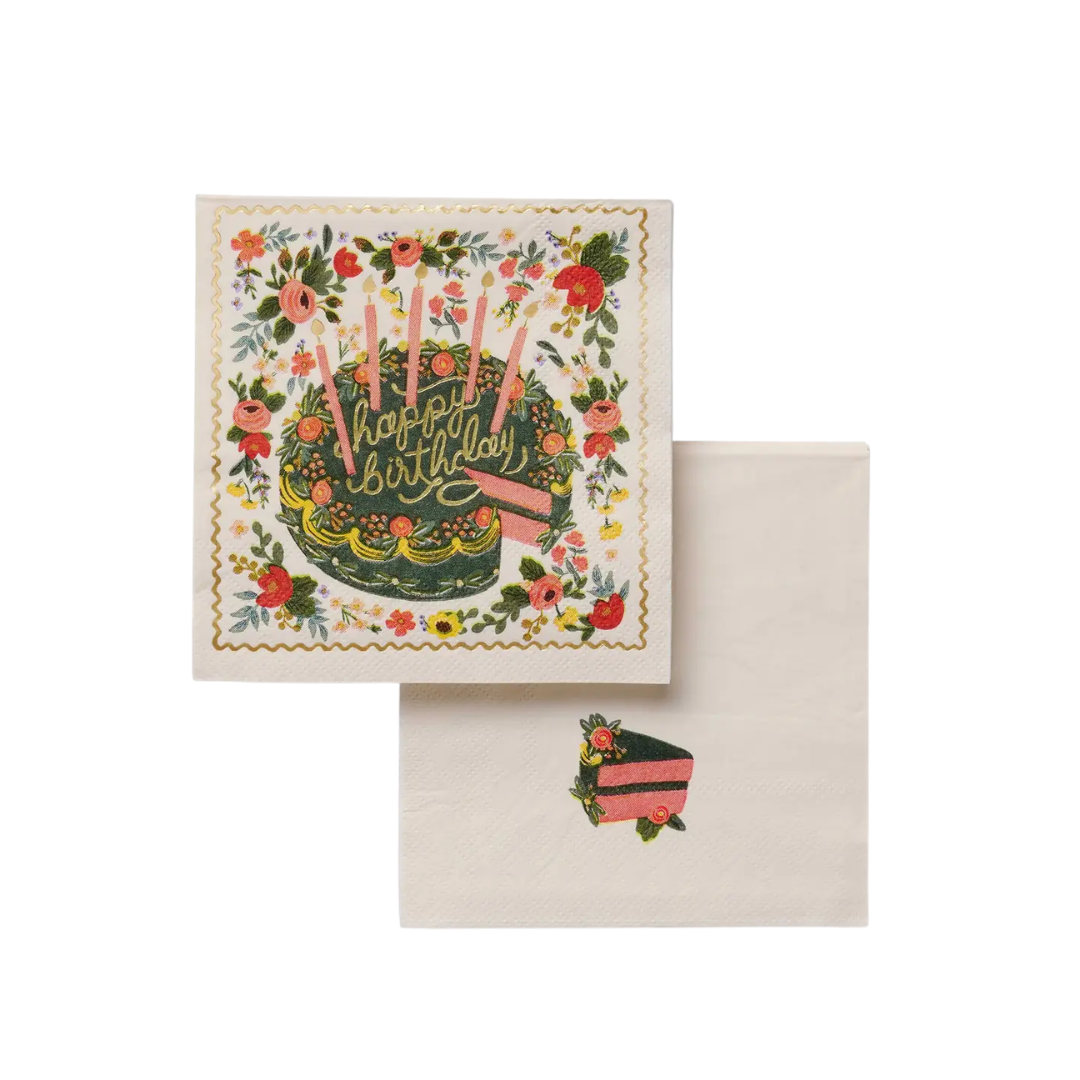 Floral Cake Cocktail Napkins