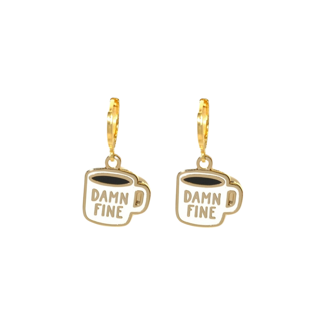 Twin Peaks Damn Fine Coffee Huggie Hoop Earrings