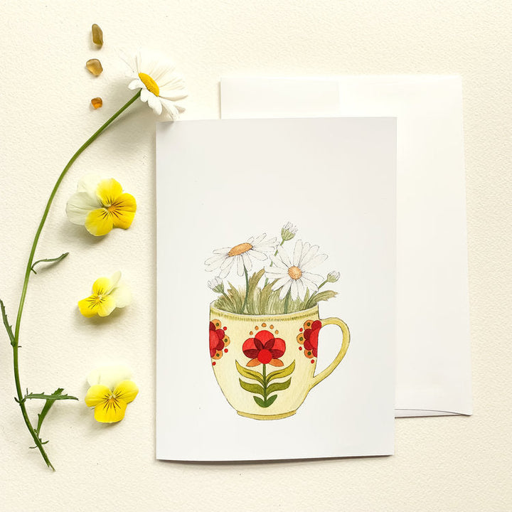 Cup of Daisies Greeting Card