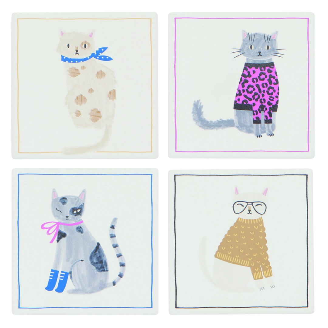 Feline Fine Soak Up Coasters - Set of 4