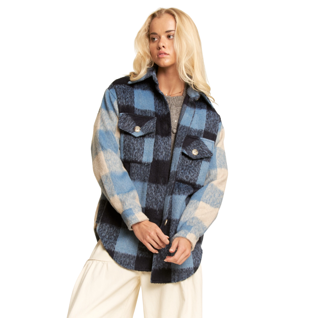 Multi Plaid Chest Pocket Jacket Shacket