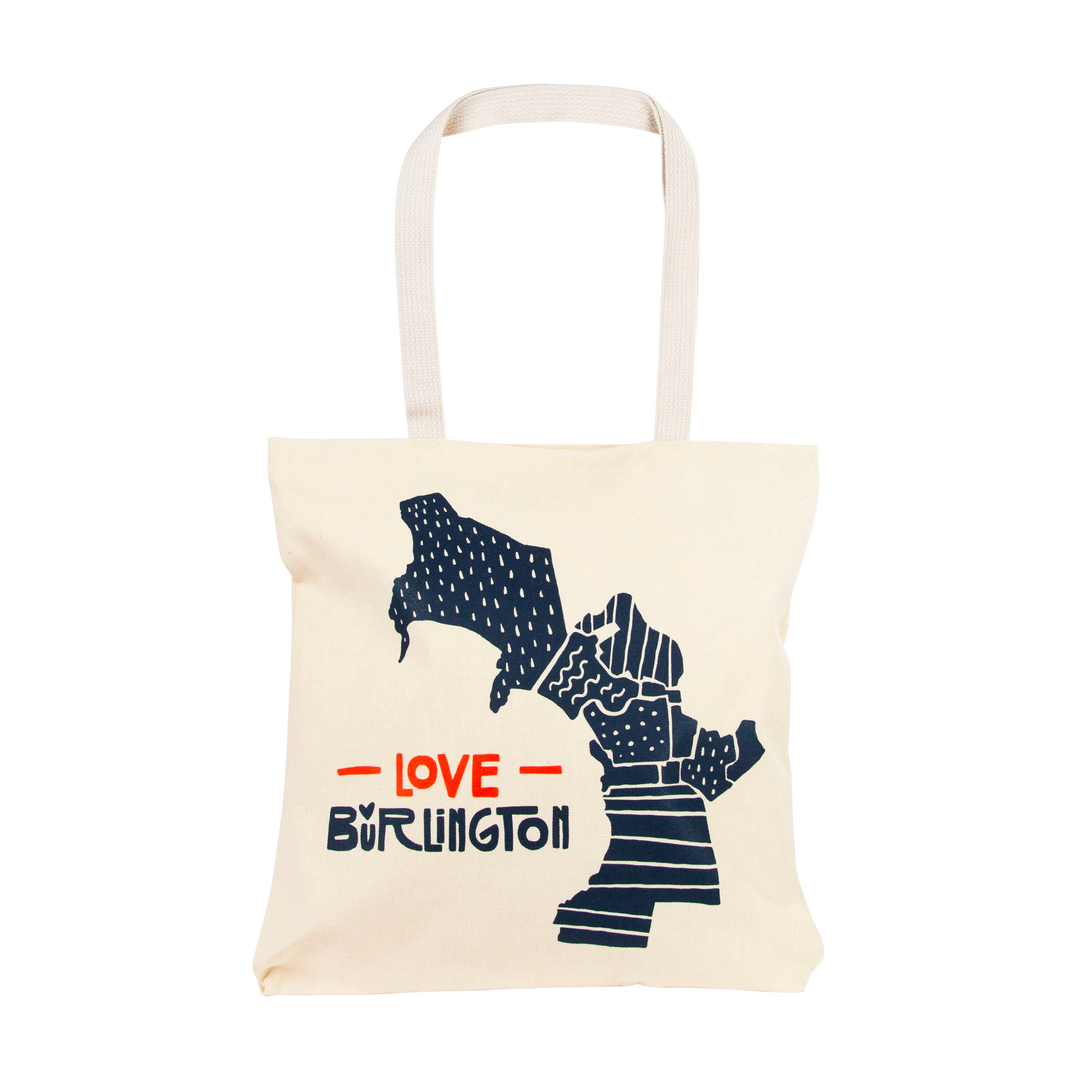 Love Burlington BTV Map Tote Bag