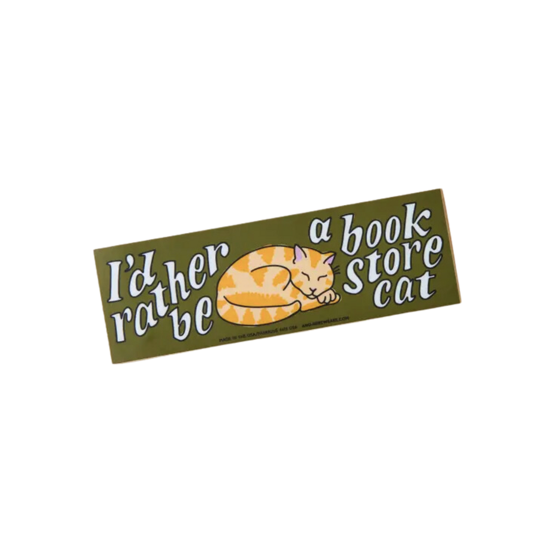 I'd Rather Be a Bookstore Cat Vinyl Bumper Sticker
