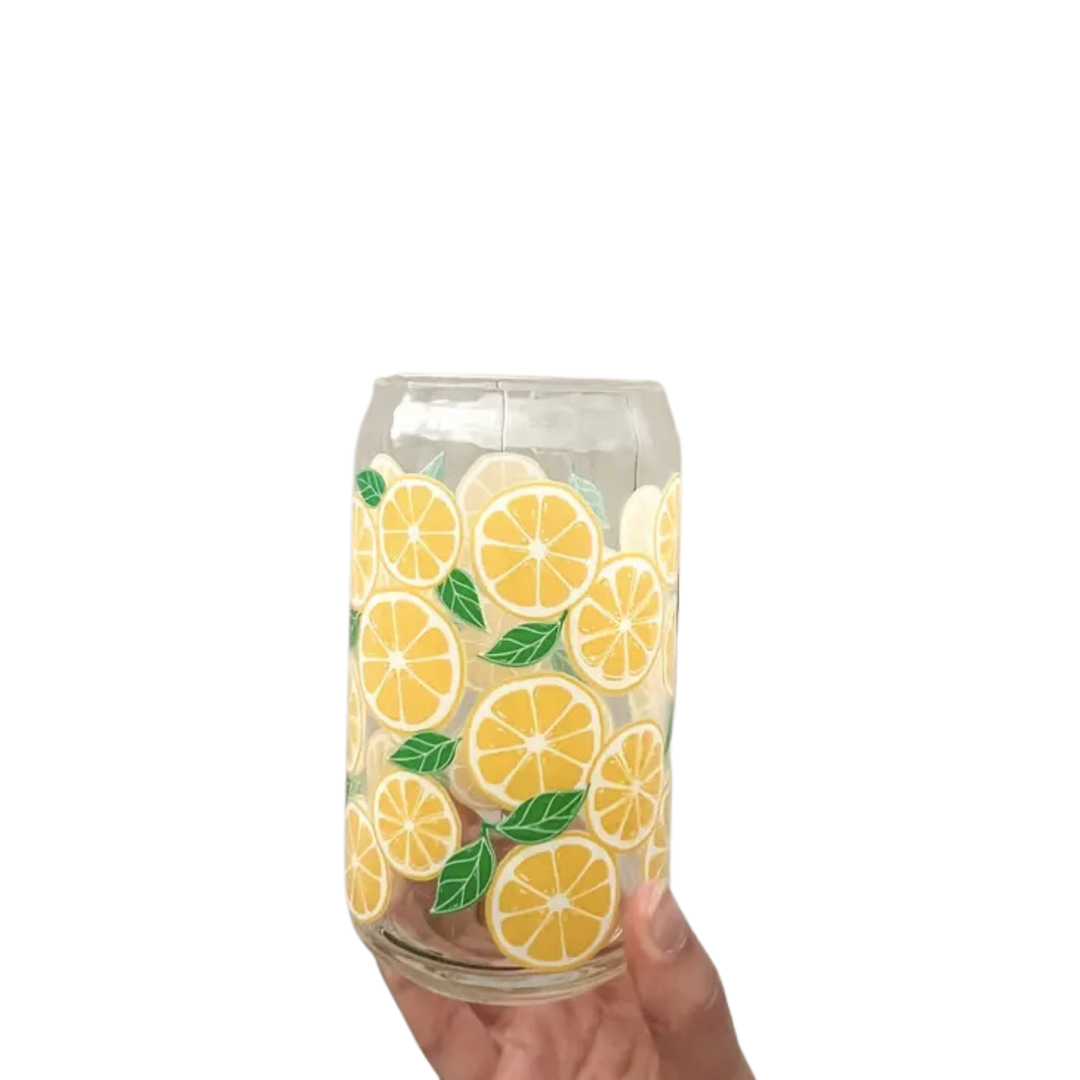 Lemon 16 oz Can Glass Cup Glass Cup-Dishwasher Safe