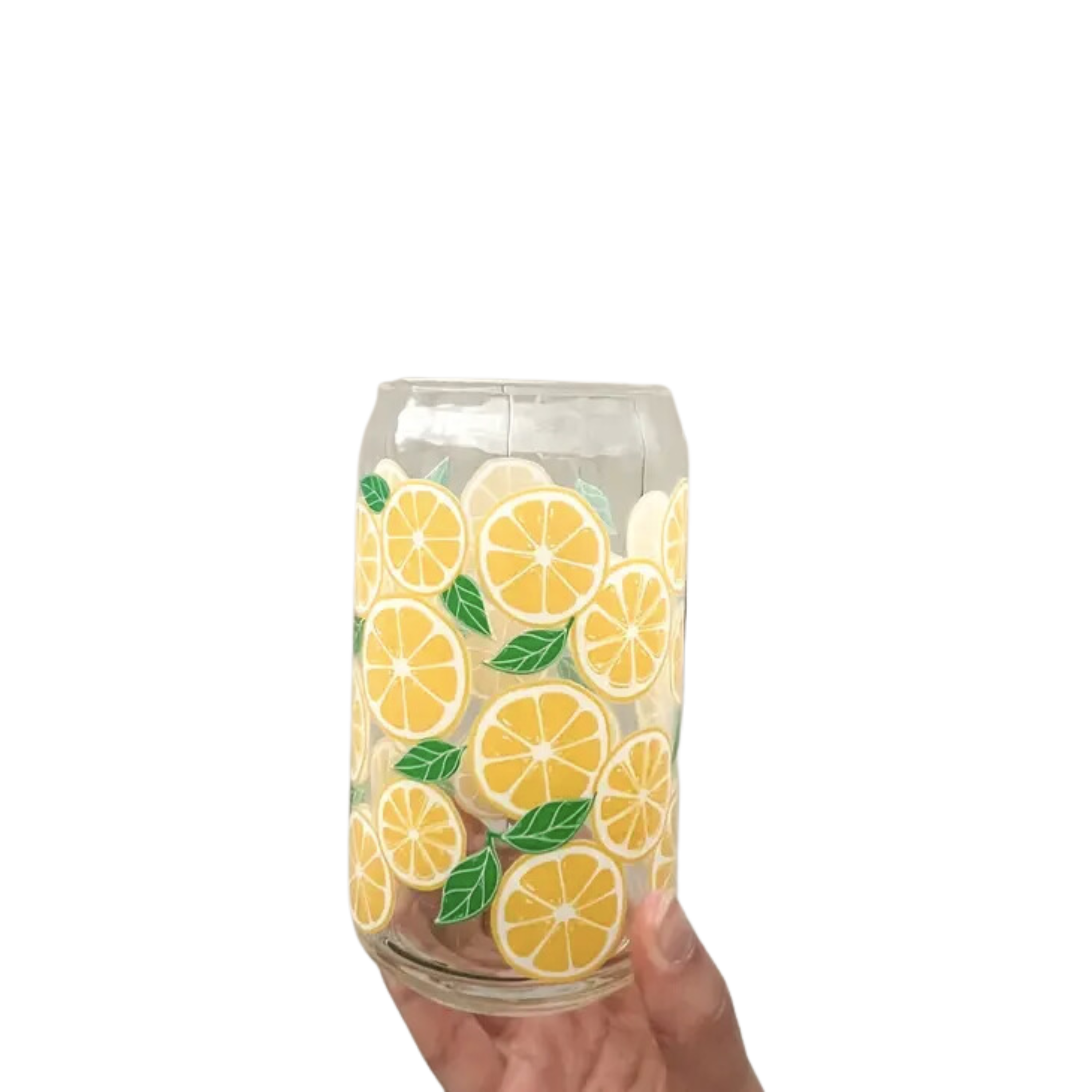 Lemon 16 oz Can Glass Cup Glass CupDishwasher Safe Golden Hour Gift Co