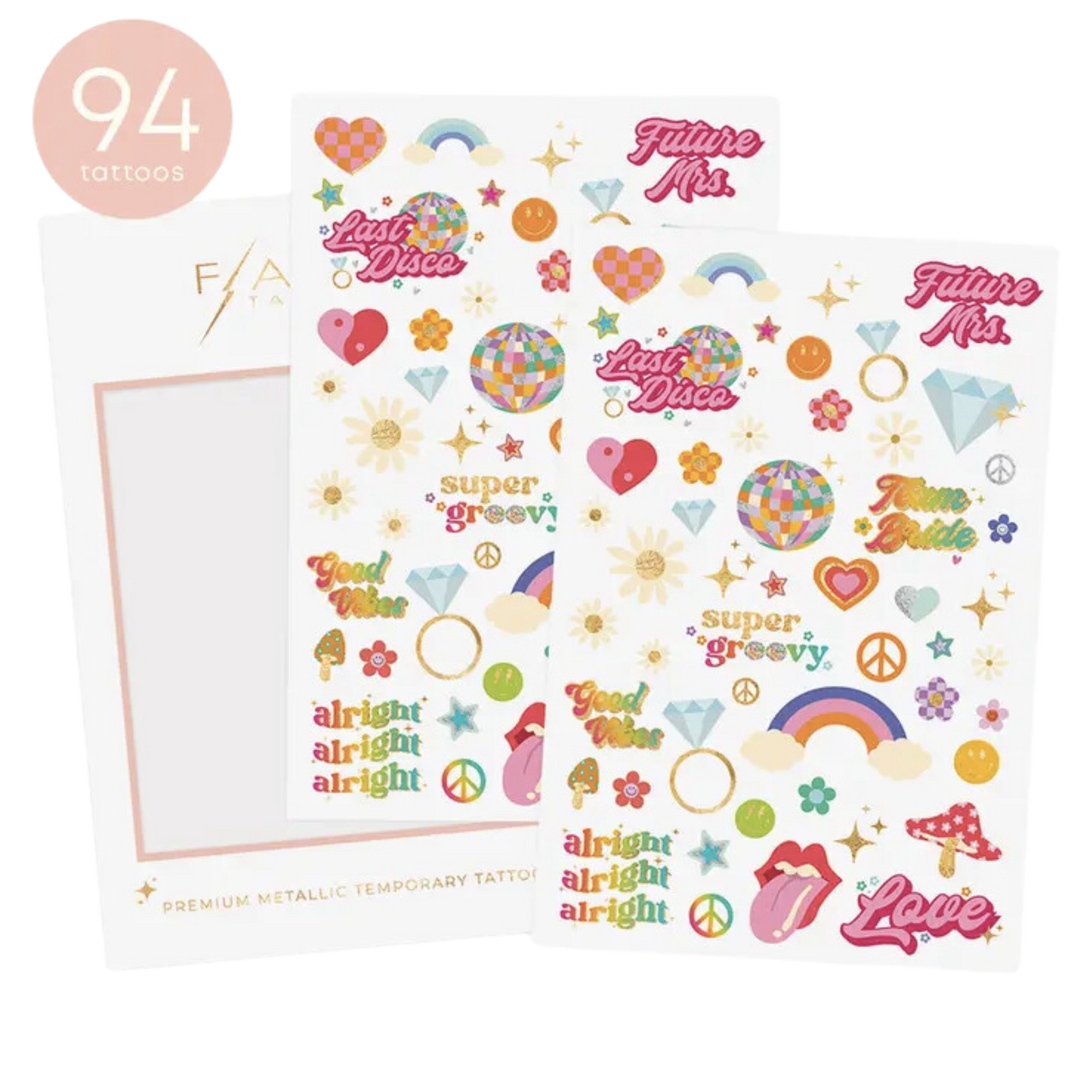 Groovy Bachelorette Metallic Temporary Tattoos