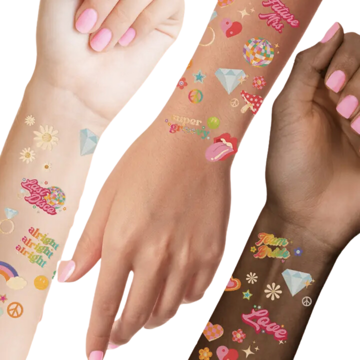 Groovy Bachelorette Metallic Temporary Tattoos