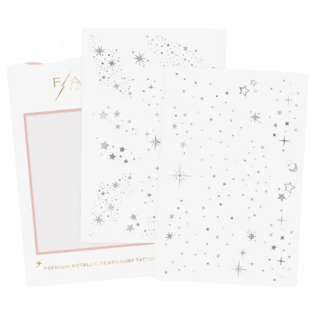 Fairy Dust Metallic Sliver Face Glitter Tattoo Pack