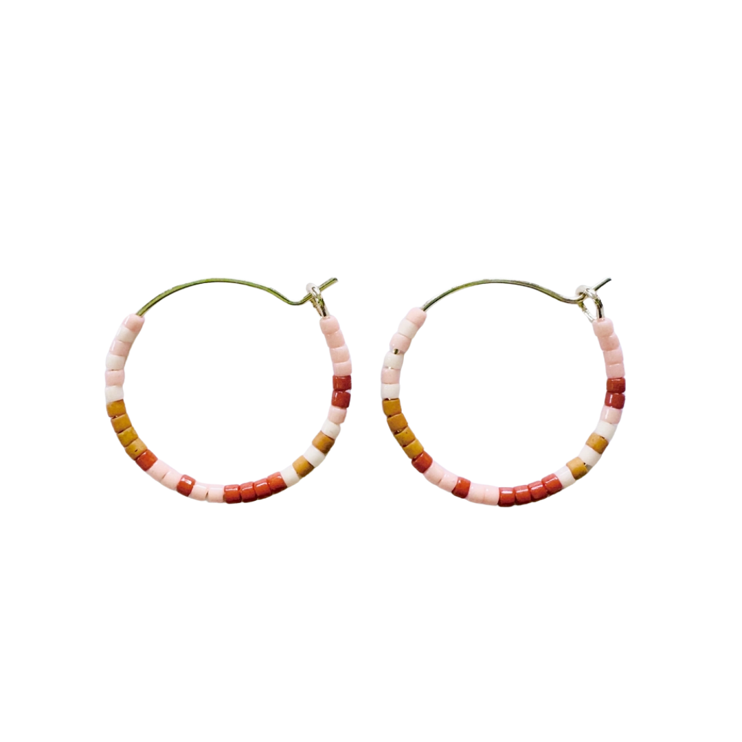 Small Beaded Hoop Earring-Mini Tondo