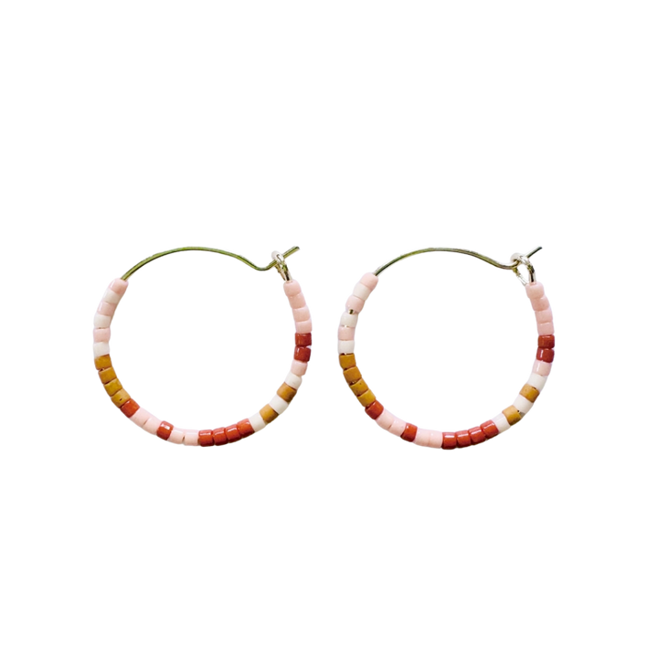 Small Beaded Hoop Earring-Mini Tondo