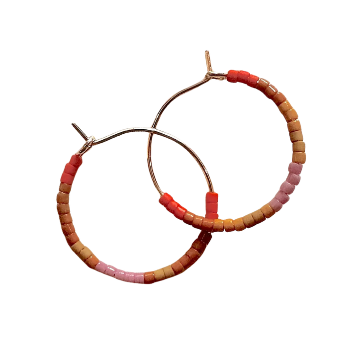 Small Beaded Hoop Earring-Mini Tondo