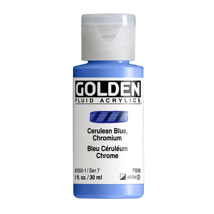 Golden Fluid Acrylic Paint 1oz - Cerulean Blue Chromium