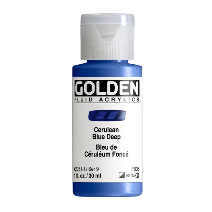 Golden Fluid Acrylic Paint 1oz - Cerulean Blue Deep