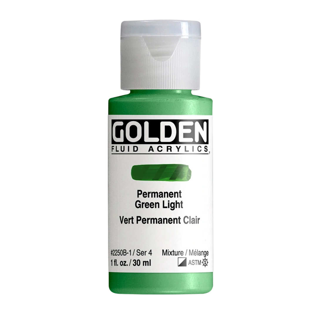 Golden Fluid Acrylic Paint 1oz - Permanent Green Light