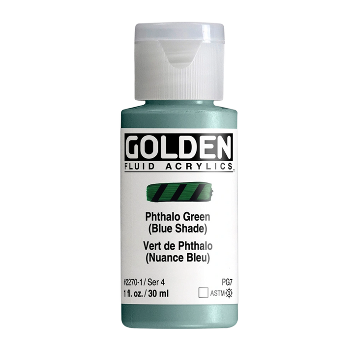 Golden Fluid Acrylic Paint 1oz - Phthalo Green, Blue Shade