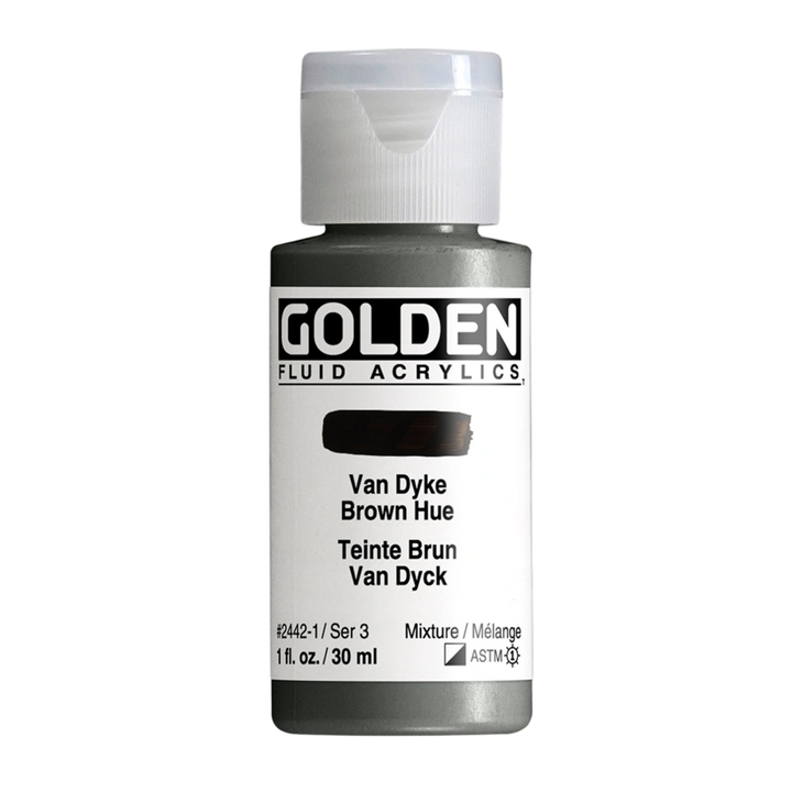 Golden Fluid Acrylic Paint 1oz - Van Dyke Brown Hue