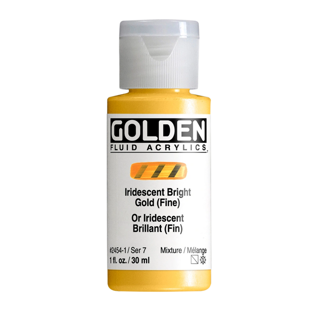 Golden Fluid Acrylic Paint 1oz - Iridescent Bright Gold (Fine)