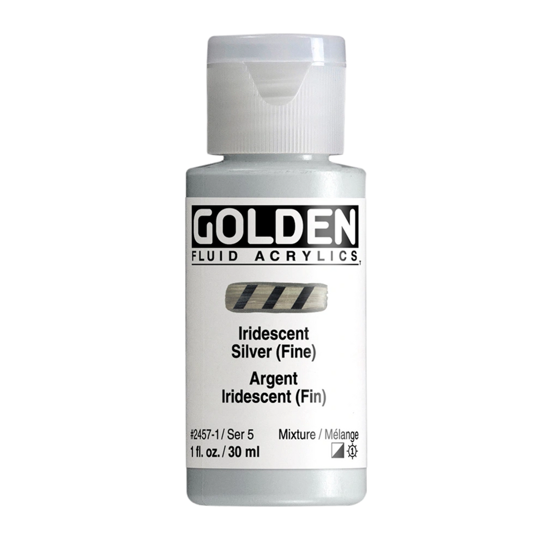 Golden Fluid Acrylic Paint 1oz - Iridescent Silver (Fine)
