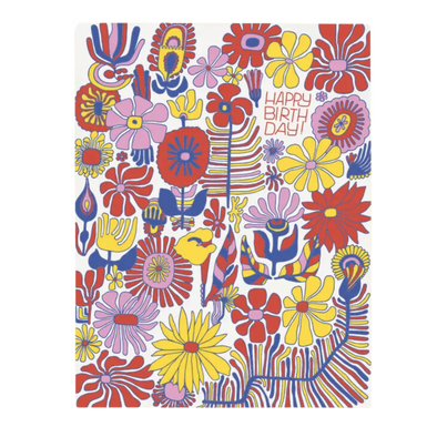 Trippy Floral Bday Card