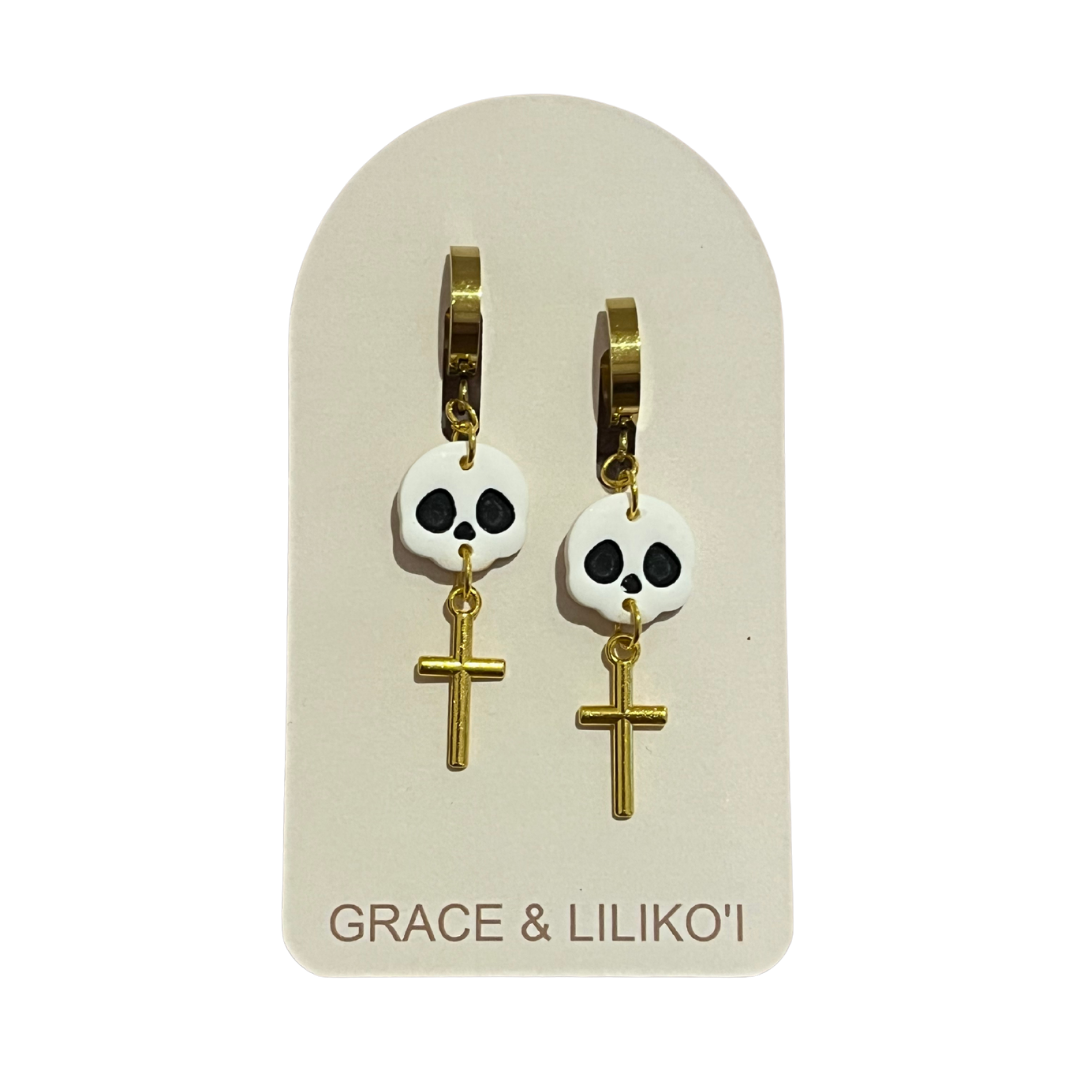 Skull & Cross Drop Earrings