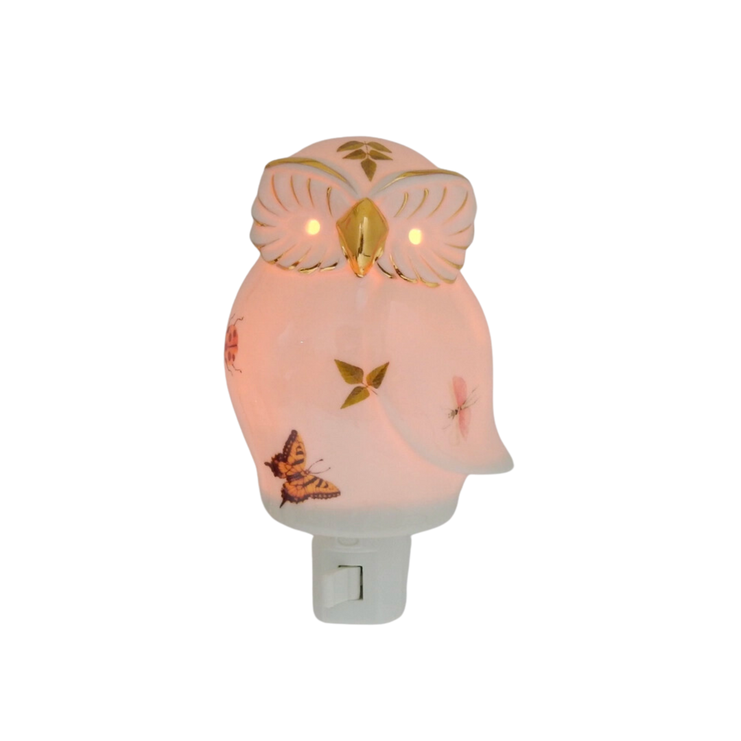14k Porcelain Owl Night Light with Oil Burner