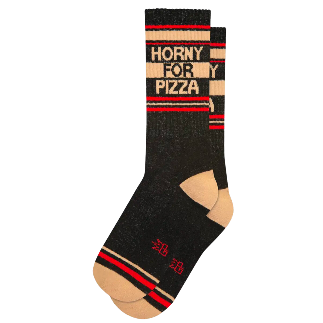 Horny For Pizza Gym Crew Socks