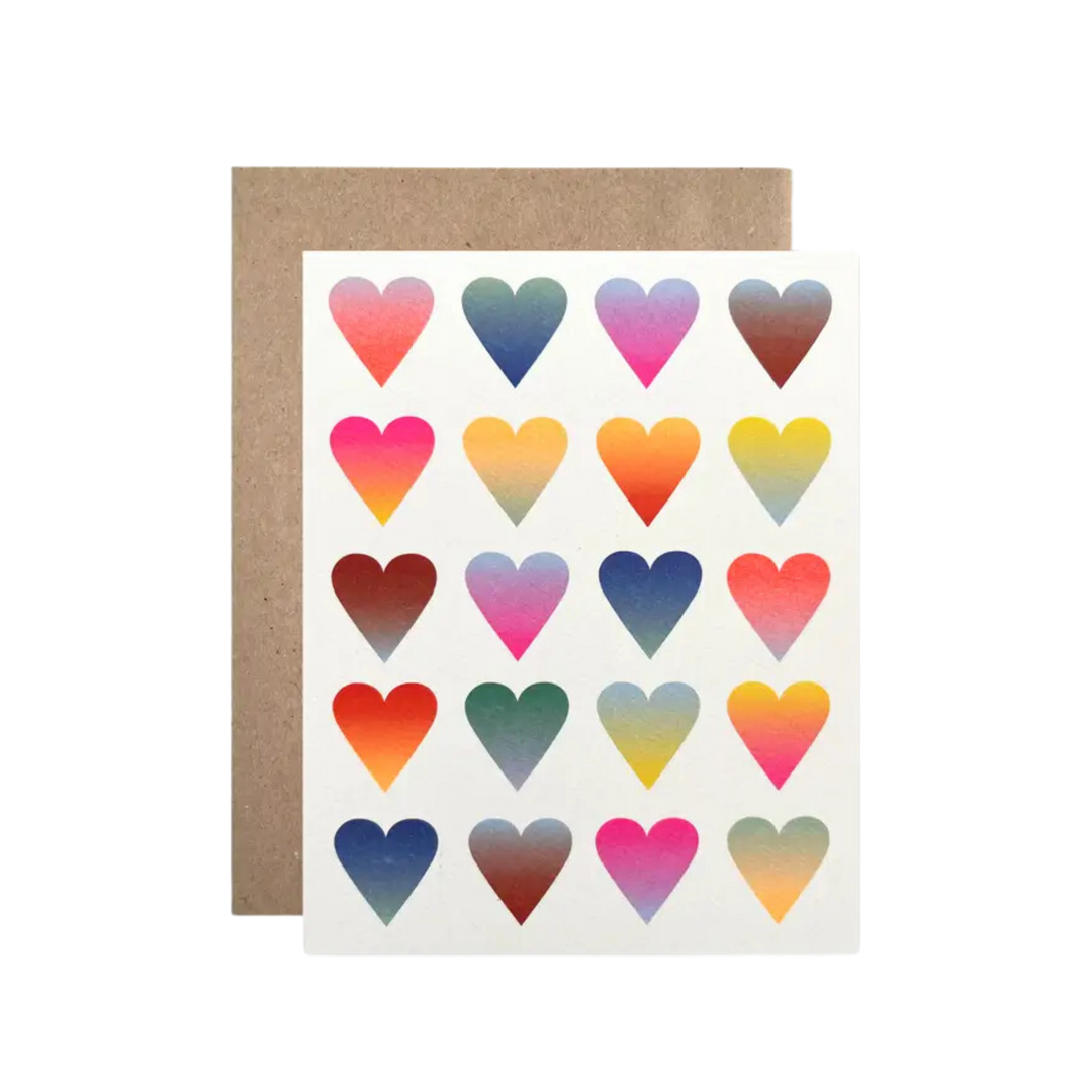 Neon Gradient Hearts Card