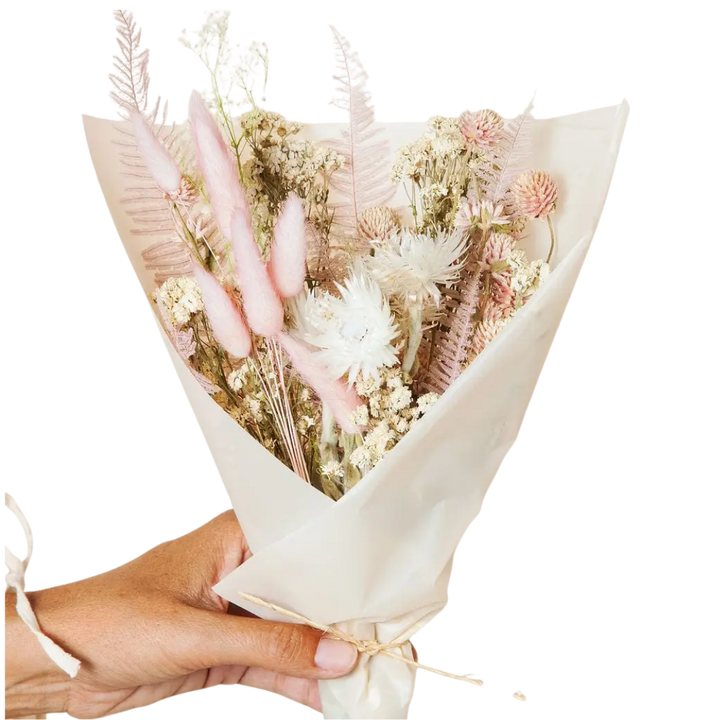 Blush, Green & White Dried Flower Mini Bouquet